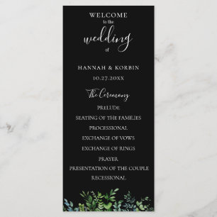 Modern Botanical Greenery Wedding Program