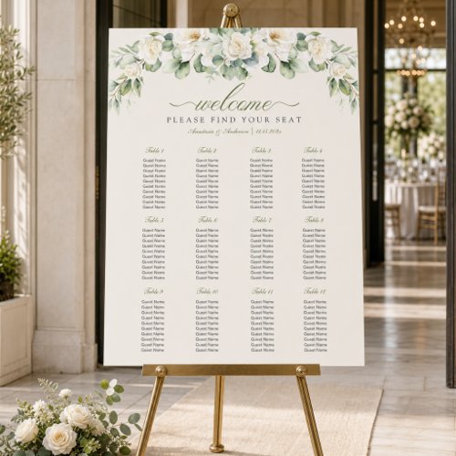 Modern Botanical Greenery Wedding Seating Chart Foam Board