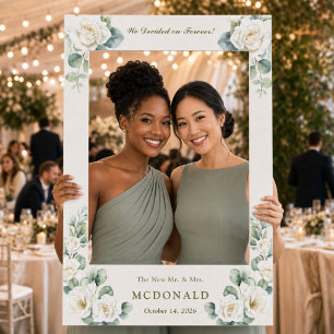 Modern Botanical Greenery Wedding Selfie Frame