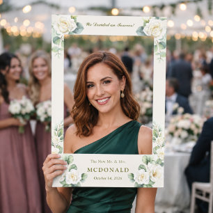 Modern Botanical Greenery Wedding Selfie Frame