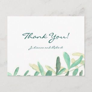 Modern Botanical Greenery Wedding Thank You Card