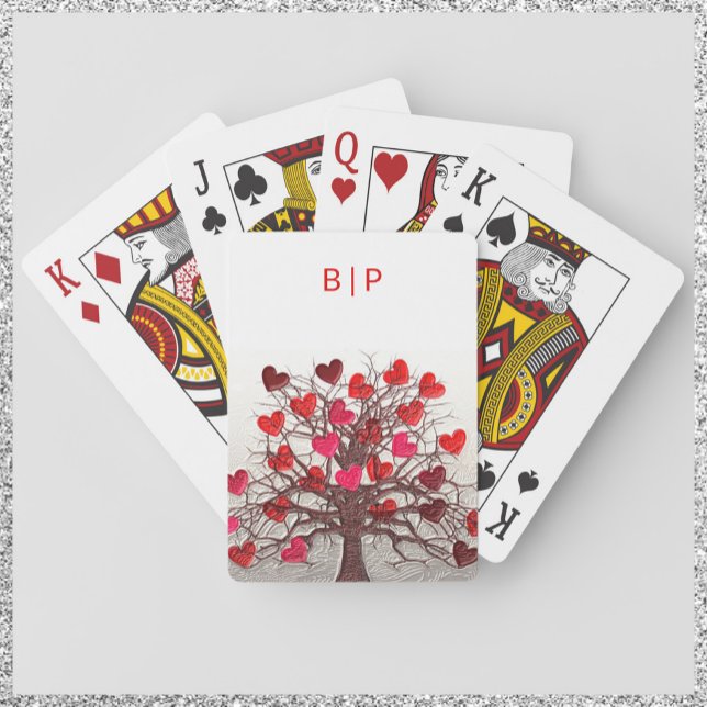 Modern Botanical Heart Couples Poker Cards (Creator Uploaded)