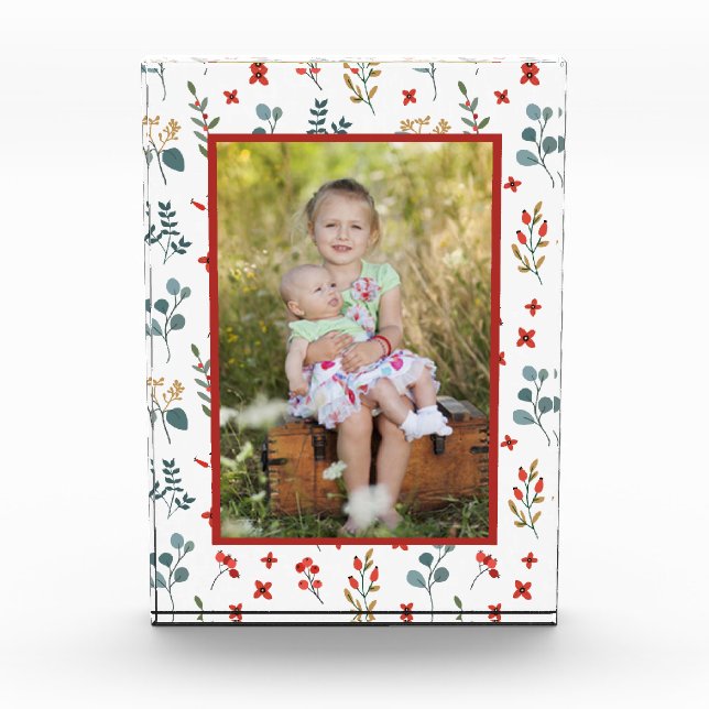 Modern Botanical Holiday Floral Family Photo (Front)