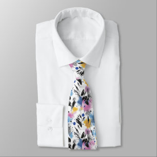 Modern Botanical in Magenta Blue & Mustard Neck Tie