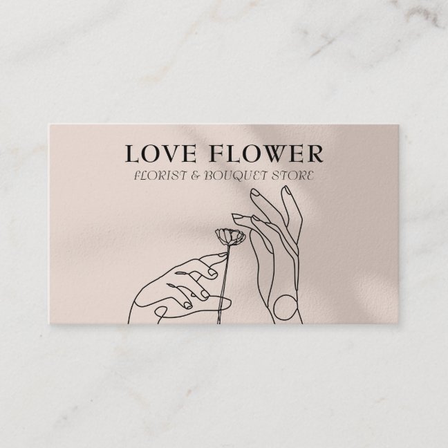 Modern Botanical: Ivory Beige Hands and Flower Business Card