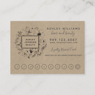 Modern Botanical Kraft Salon Loyalty Card