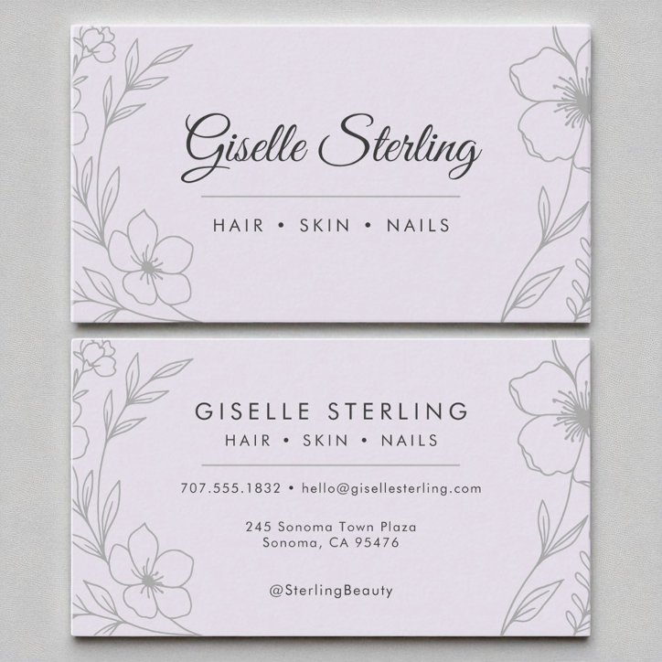 Modern Botanical Lavender Purple Name Typography Business Card