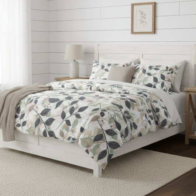 Modern Botanical Layers Of Leaves Duvet Cover (Creator Uploaded)