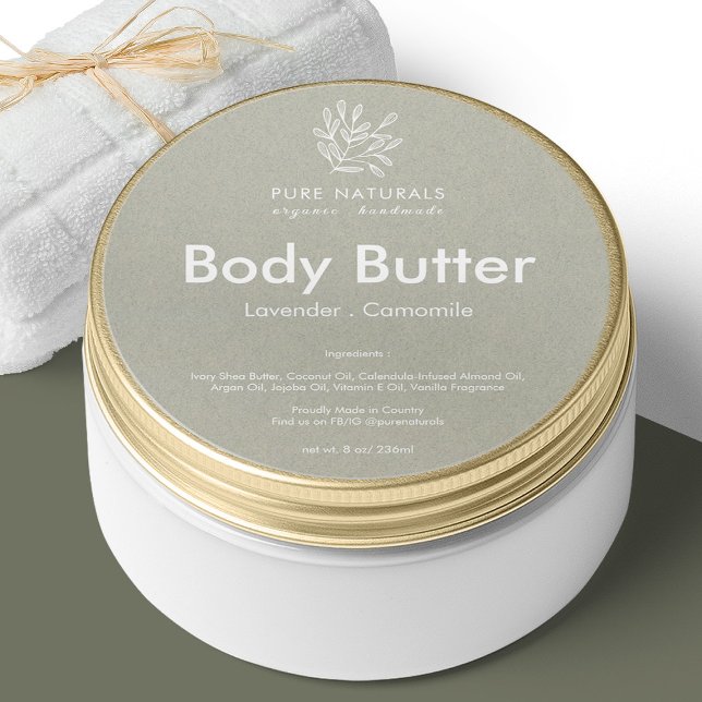 Modern Botanical Leaf Logo Green Neutral Product Classic Round Sticker (Creator Uploaded)