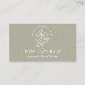 Modern Botanical Leaf Logo Simple Natural Green  Business Card