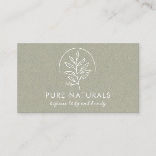 Modern Botanical Leaf Logo Simple Natural Green  Business Card