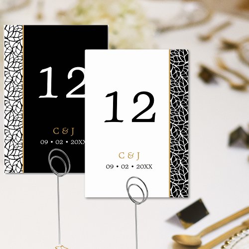 Modern Botanical Leaf Pattern Border  Table Number