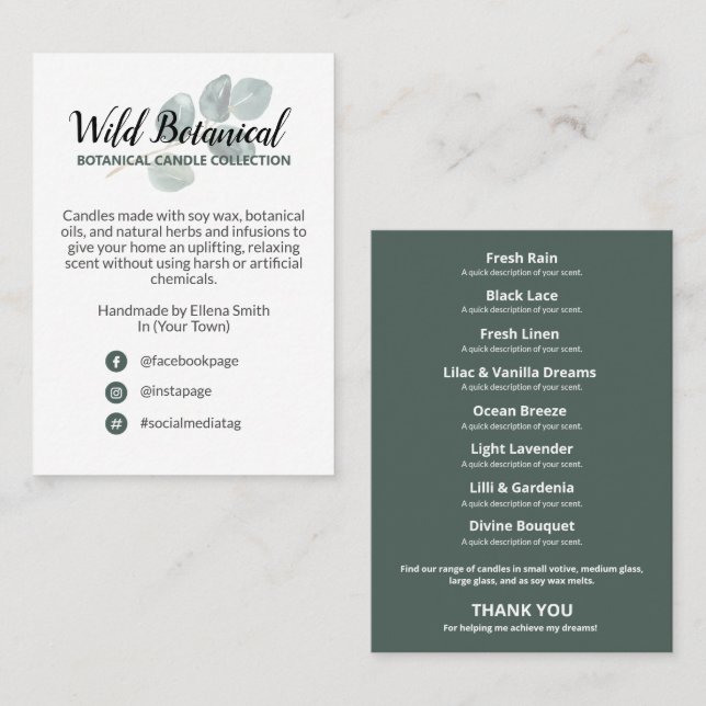Modern Botanical Leaf Product Range Business Card (Front/Back)