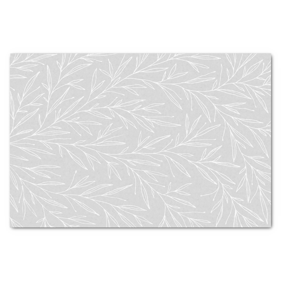 Modern Botanical Leaf Silver Wedding Tissue Paper Zazzle