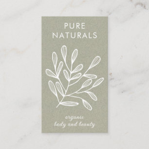 Modern Botanical Leaf Simple Modern Green Natural Business Card
