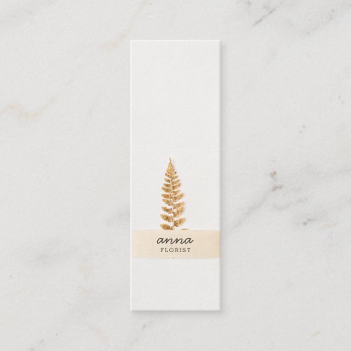 Modern botanical leaves elegant beige linen rustic mini business card