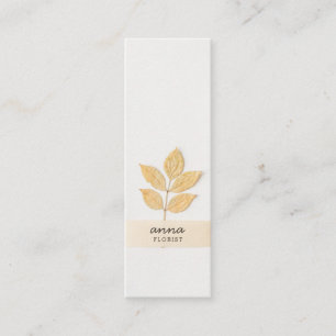 Modern botanical leaves elegant gray simple rustic mini business card