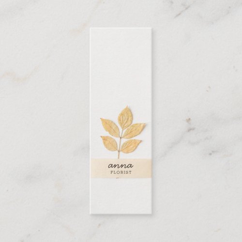 Modern botanical leaves elegant gray simple rustic mini business card