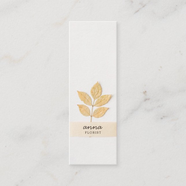 Modern botanical leaves elegant gray simple rustic mini business card (Front)