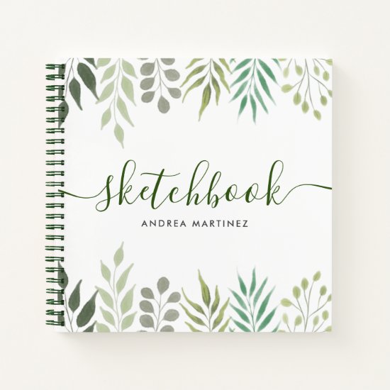 Modern Botanical Leaves Foliage Sketchbook Notebook