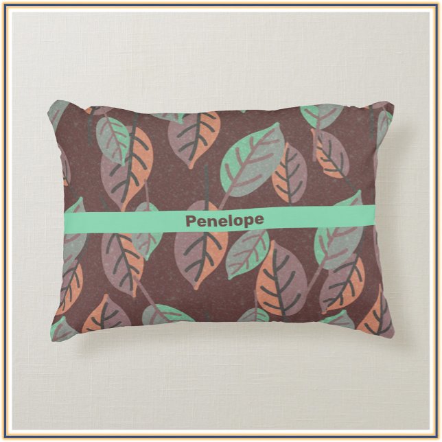 Modern Botanical Leaves Pattern Accent Pillow (Creator Uploaded)