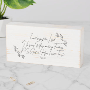 Modern Botanical Leaves Psalm 91 Christian Wooden Box Sign