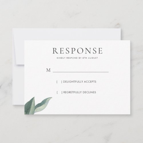 Modern Botanical Leaves Wedding Response