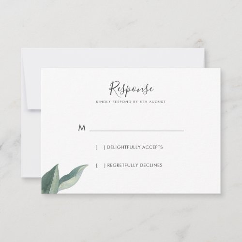 Modern Botanical Leaves Wedding Response