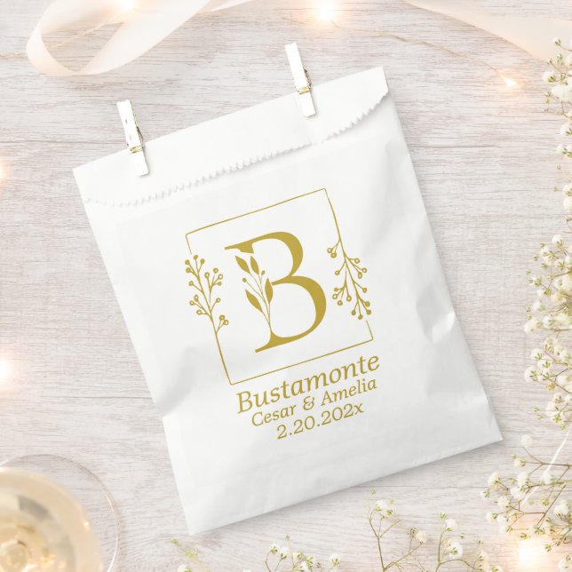 Modern Botanical Letter B Personalized   Favor Bag (Clipped)
