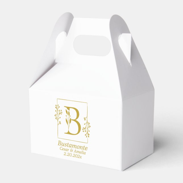 Modern Botanical Letter B Personalized  Favor Boxes (Front Side)