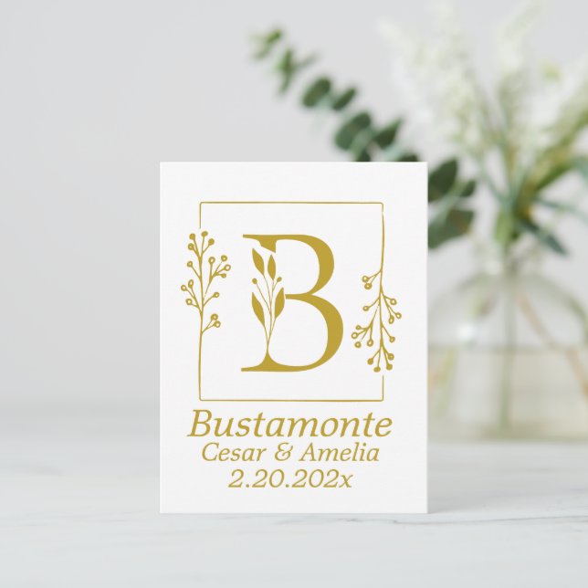 Modern Botanical Letter B Personalized  Postcard (Standing Front)
