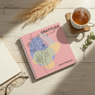 Modern Botanical Line Art & Abstract Shapes Pink Notebook