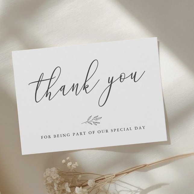Modern Botanical Line Art Non-Photo Wedding Thank You Card (Creator Uploaded)