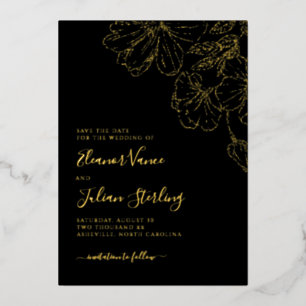 Modern Botanical Line Art Save The Date Foil Invitation