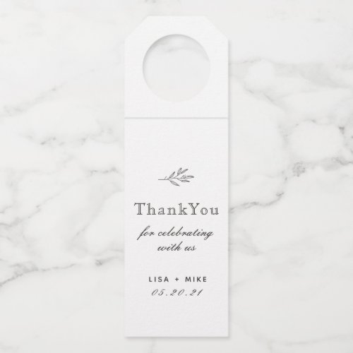 Modern Botanical Line Art Wedding Favor Thank You Bottle Hanger Tag