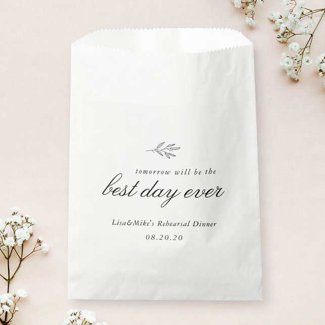 Modern Botanical Line Art Wedding Rehearsal Dinner Favor Bag (Creator Uploaded)