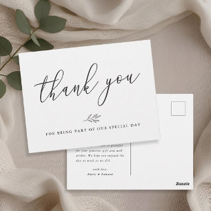 Modern Botanical Line Art Wedding Thank You Postcard