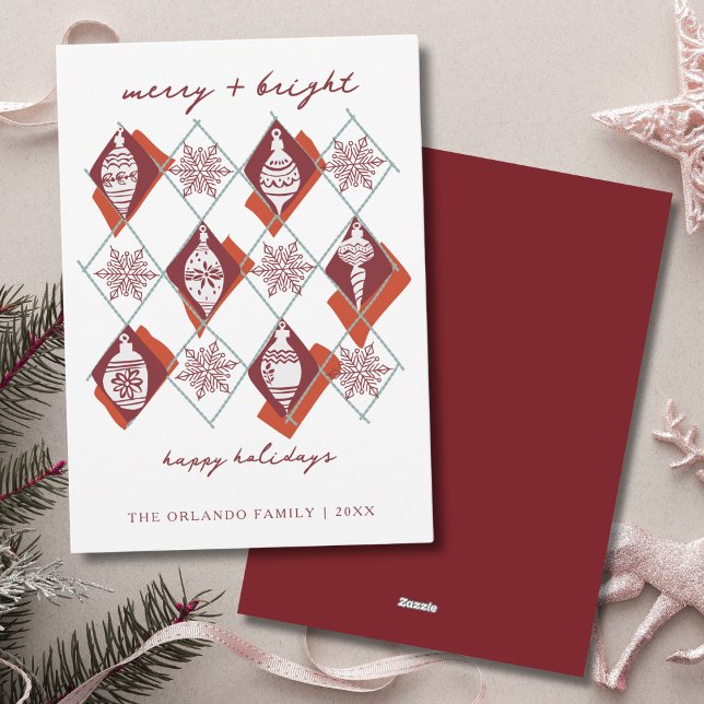 Modern Botanical Merry and Bright Red Christmas Holiday Card (Creator Uploaded)