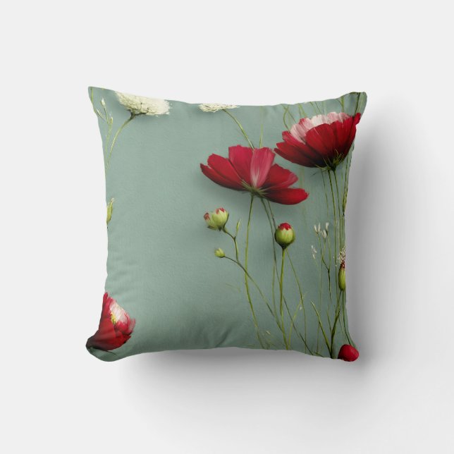 Modern Botanical Minimalist Subtle Floral Pattern  Throw Pillow (Front)
