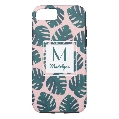 Modern Botanical Monstera Leaf Personalized iPhone 87 Case