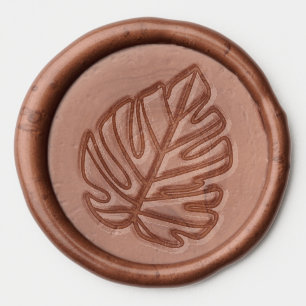 Modern Botanical Monstera Leaf Tropical Wax Seal Sticker
