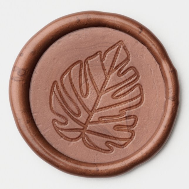 Modern Botanical Monstera Leaf Tropical   Wax Seal Sticker (Front)