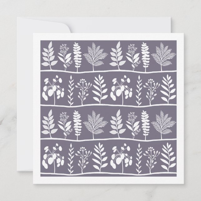 Modern Botanical Muted Lavender Botanic Rhythm Art Note Card (Front)