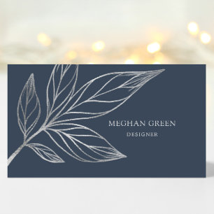 Modern Botanical Navy Blue Business Card