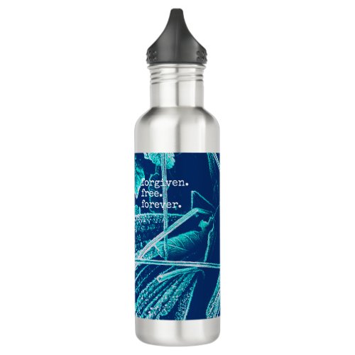 Modern botanical navy green inspirational bottle