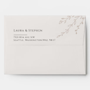 Modern Botanical Neutral Wedding Return Address Envelope