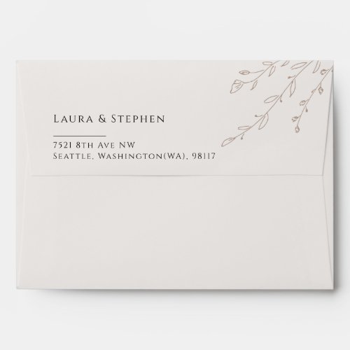 Modern Botanical Neutral Wedding Return Address Envelope