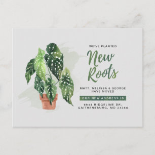 Modern Botanical New Address Roots Moving Announcement Postcard