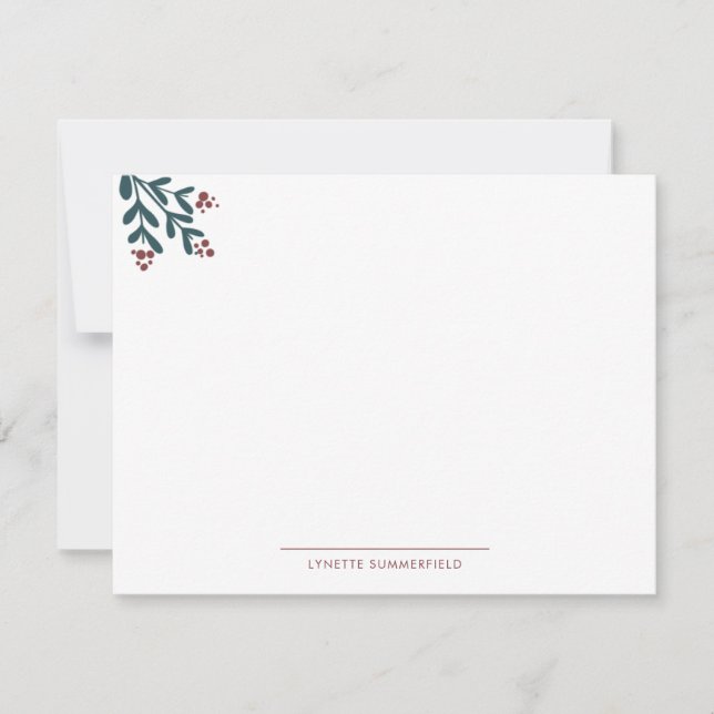 Modern Botanical New Office Elegant Holiday Note Card (Front)