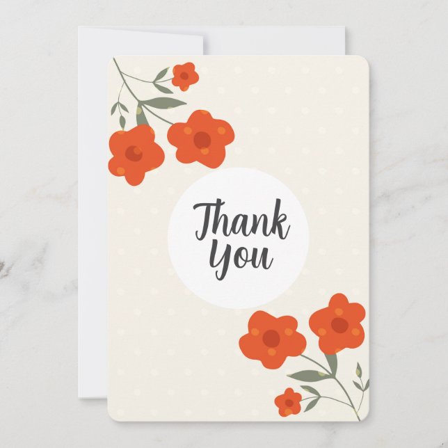 Modern Botanical orange floral thank you card  (Front)